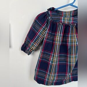 Hanna Andersson Navy & Multicolour Plaid Long Sleeve Dress Girls 3-6 Months Baby